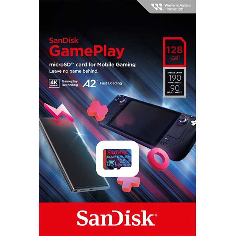 Карта пам'яті SANDISK microSDXC GamePlay 128GB UHS-I U3 V30 A2 Class 10 (SDSQXAA-128G-GN6XN)