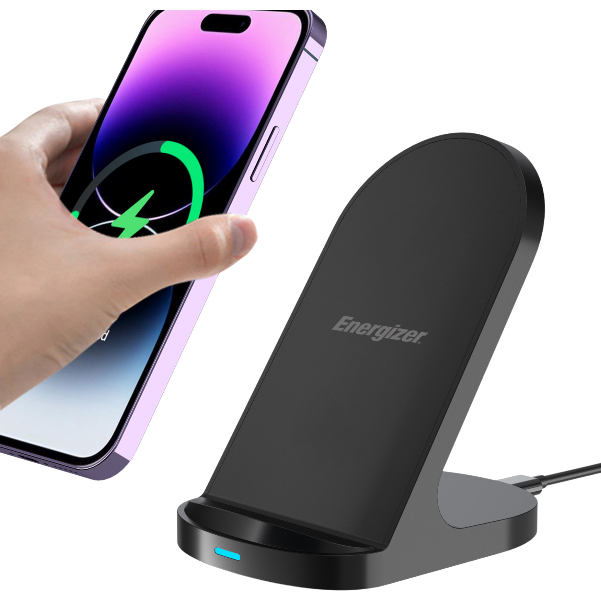 Бездротовий зарядний пристрій ENERGIZER 15W Wireless Charging Stand with Compact & Case-Friendly Design