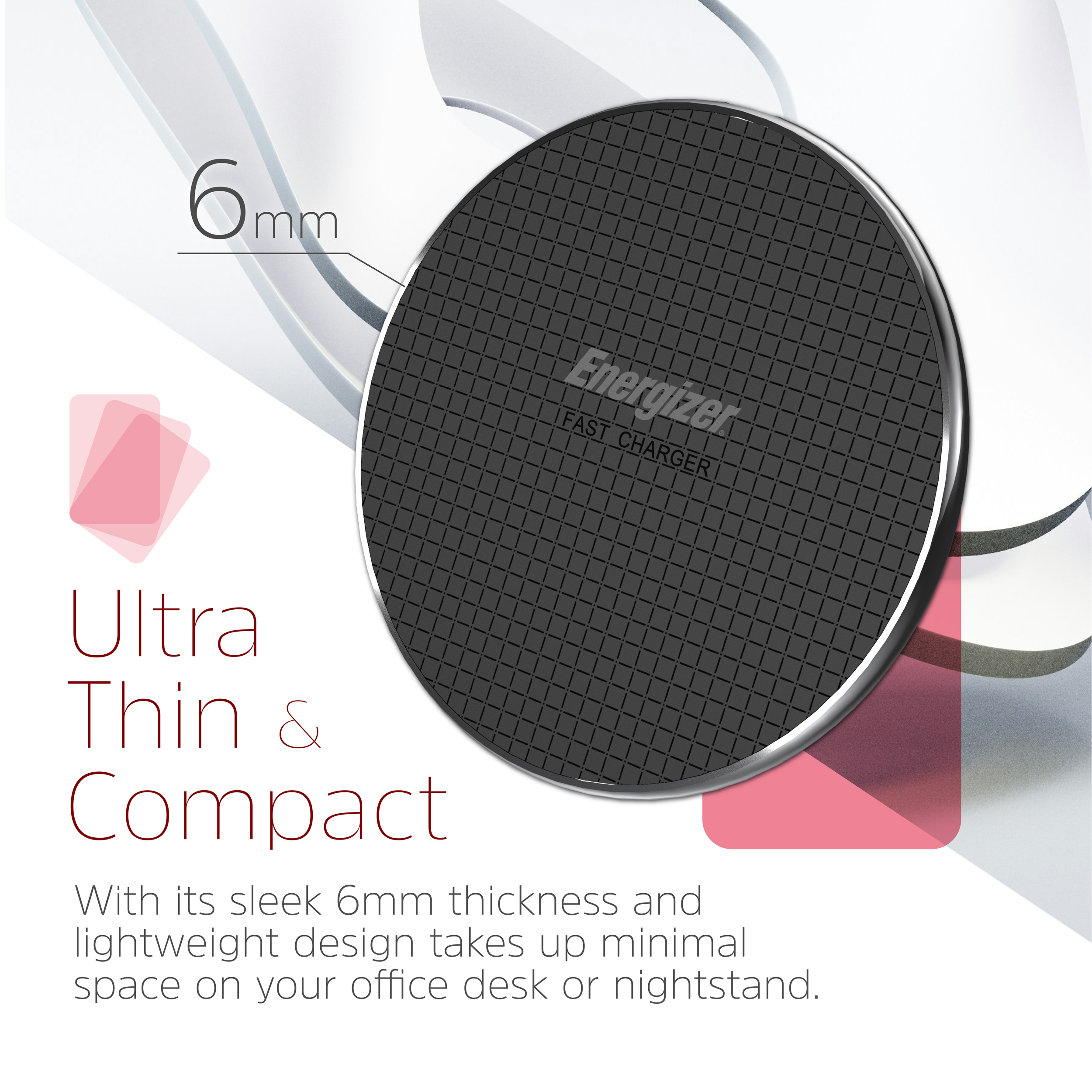 Бездротовий зарядний пристрій ENERGIZER Ultra-Slim Wireless Charging Pad with 15W Fast Power