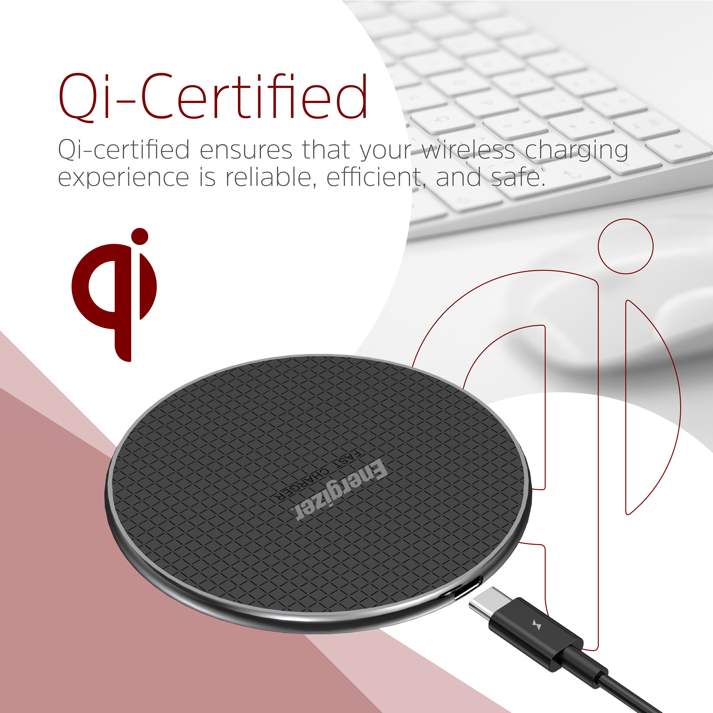 Бездротовий зарядний пристрій ENERGIZER Ultra-Slim Wireless Charging Pad with 15W Fast Power