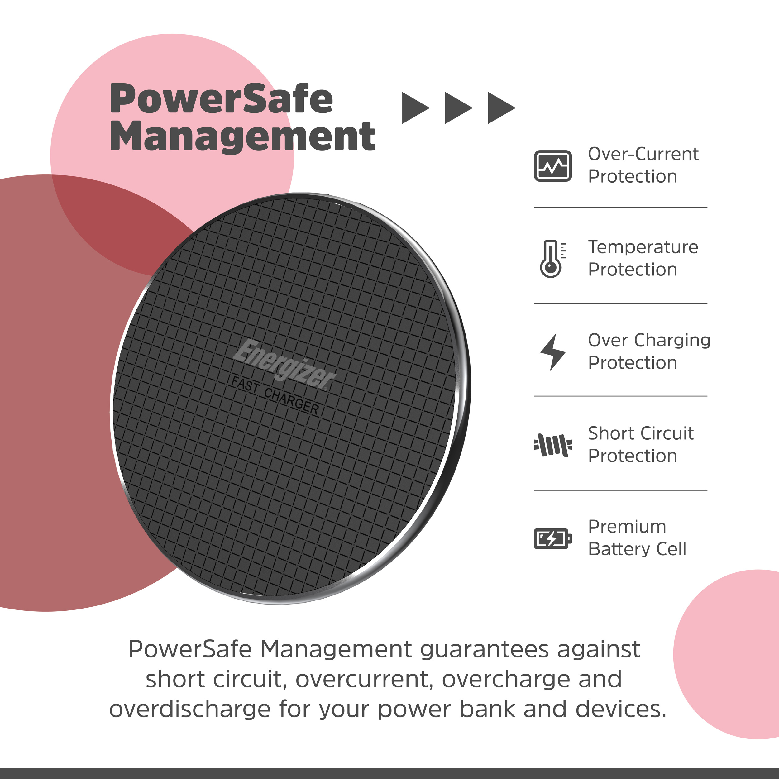 Бездротовий зарядний пристрій ENERGIZER Ultra-Slim Wireless Charging Pad with 15W Fast Power