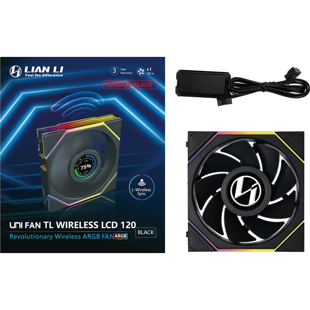 Вентилятор LIAN LI Uni Fan TL Wireless LCD 120 Reverse Blade Black (G99.12RTLLCD1W1B.00)