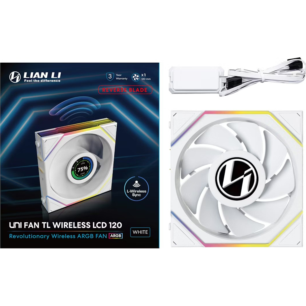 Вентилятор LIAN LI Uni Fan TL Wireless LCD 120 Reverse Blade White (G99.12RTLLCD1W1W.00)