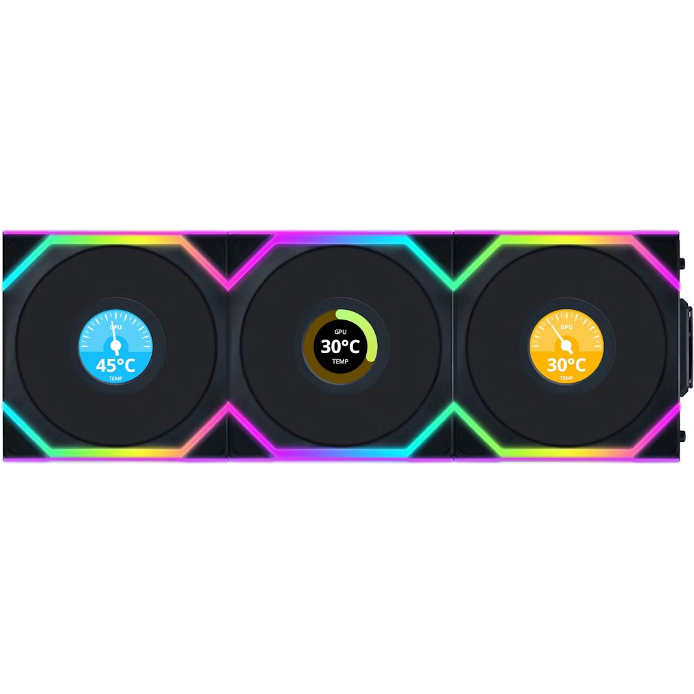 Комплект вентиляторів LIAN LI Uni Fan SL Wireless LCD 120 Black 3-Pack (G99.12SLLCD1W3B.00)