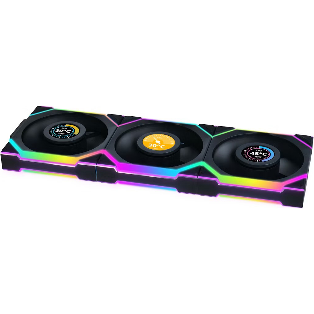 Комплект вентиляторів LIAN LI Uni Fan SL Wireless LCD 120 Black 3-Pack (G99.12SLLCD1W3B.00)