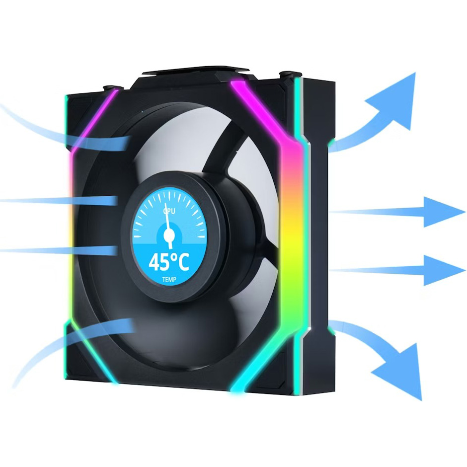 Комплект вентиляторів LIAN LI Uni Fan SL Wireless LCD 120 Black 3-Pack (G99.12SLLCD1W3B.00)
