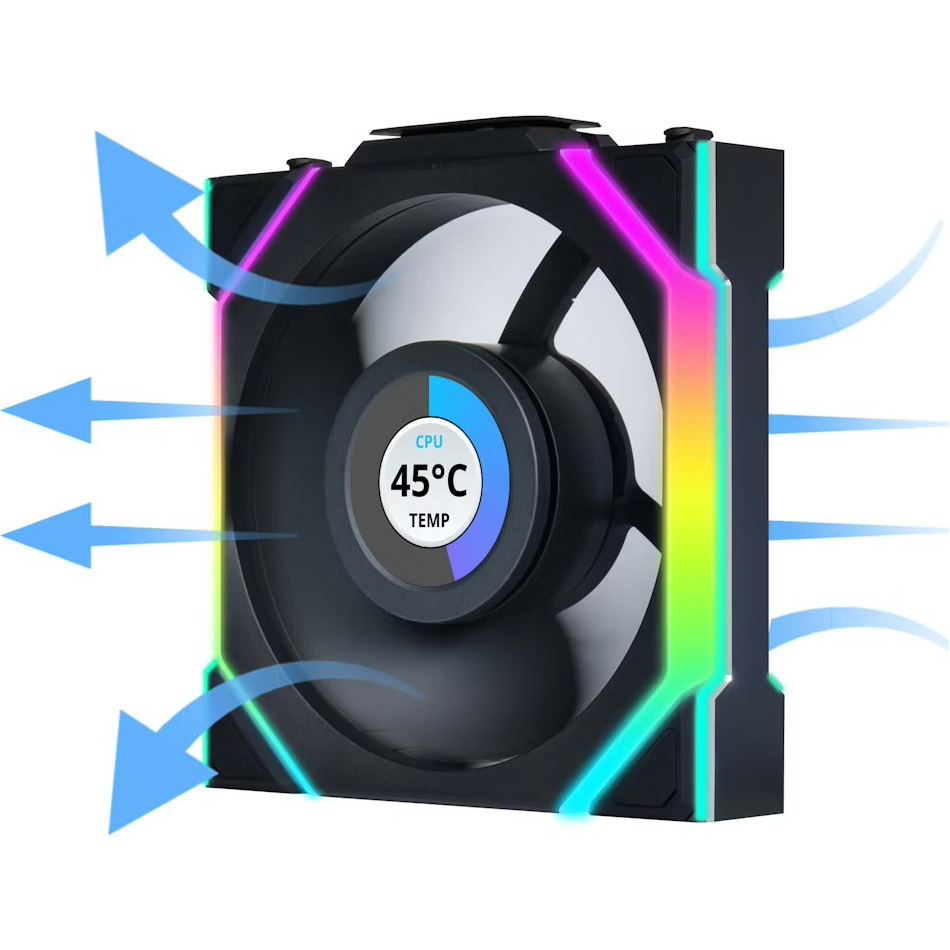 Комплект вентиляторів LIAN LI Uni Fan SL Wireless LCD 120 Reverse Blade Black 3-Pack (G99.12RSLLCD1W3B.00)