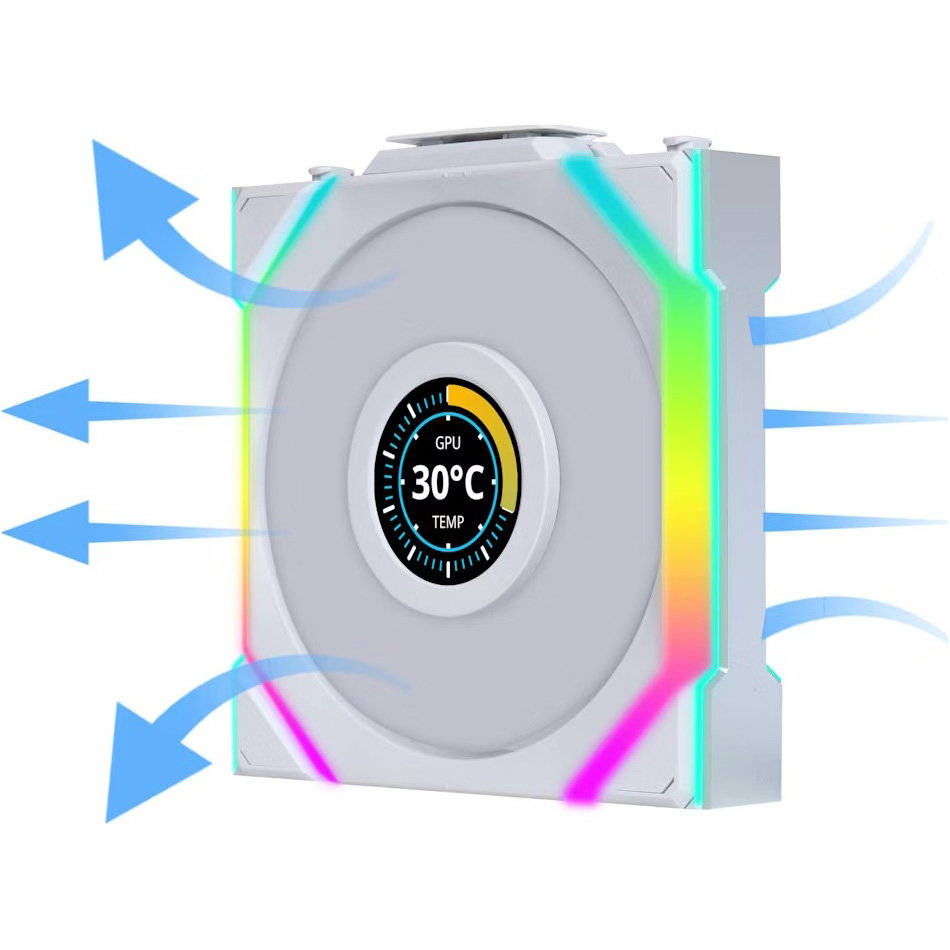 Комплект вентиляторів LIAN LI Uni Fan SL Wireless LCD 120 Reverse Blade White 3-Pack (G99.12RSLLCD1W3W.00)