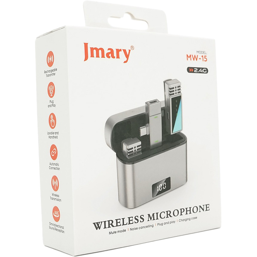 Бездротовий петличний мікрофон JMARY MW-15 2.4G wireless Microphone for Mobile Type-C Silver