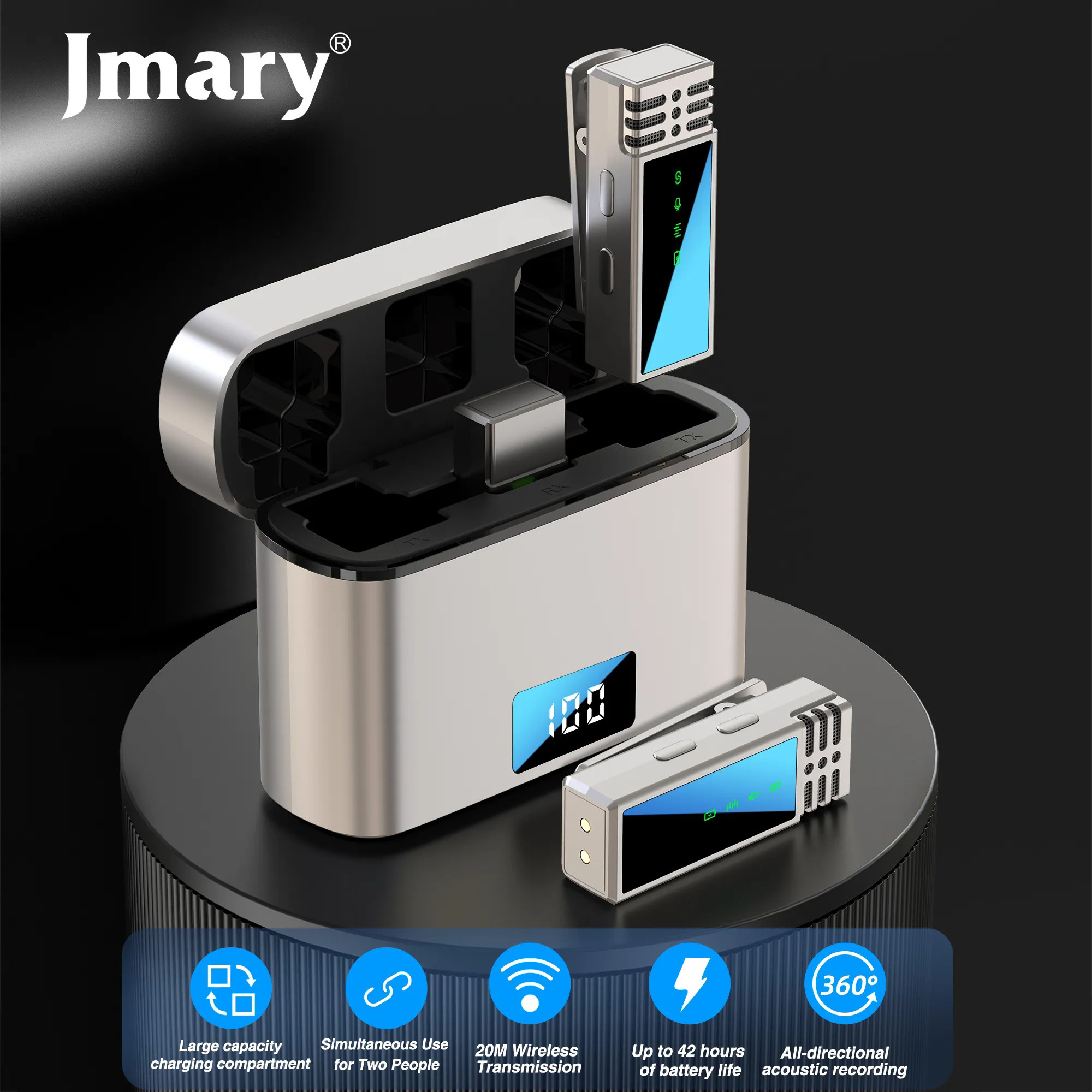 Бездротовий петличний мікрофон JMARY MW-15 2.4G wireless Microphone for Mobile Type-C Silver