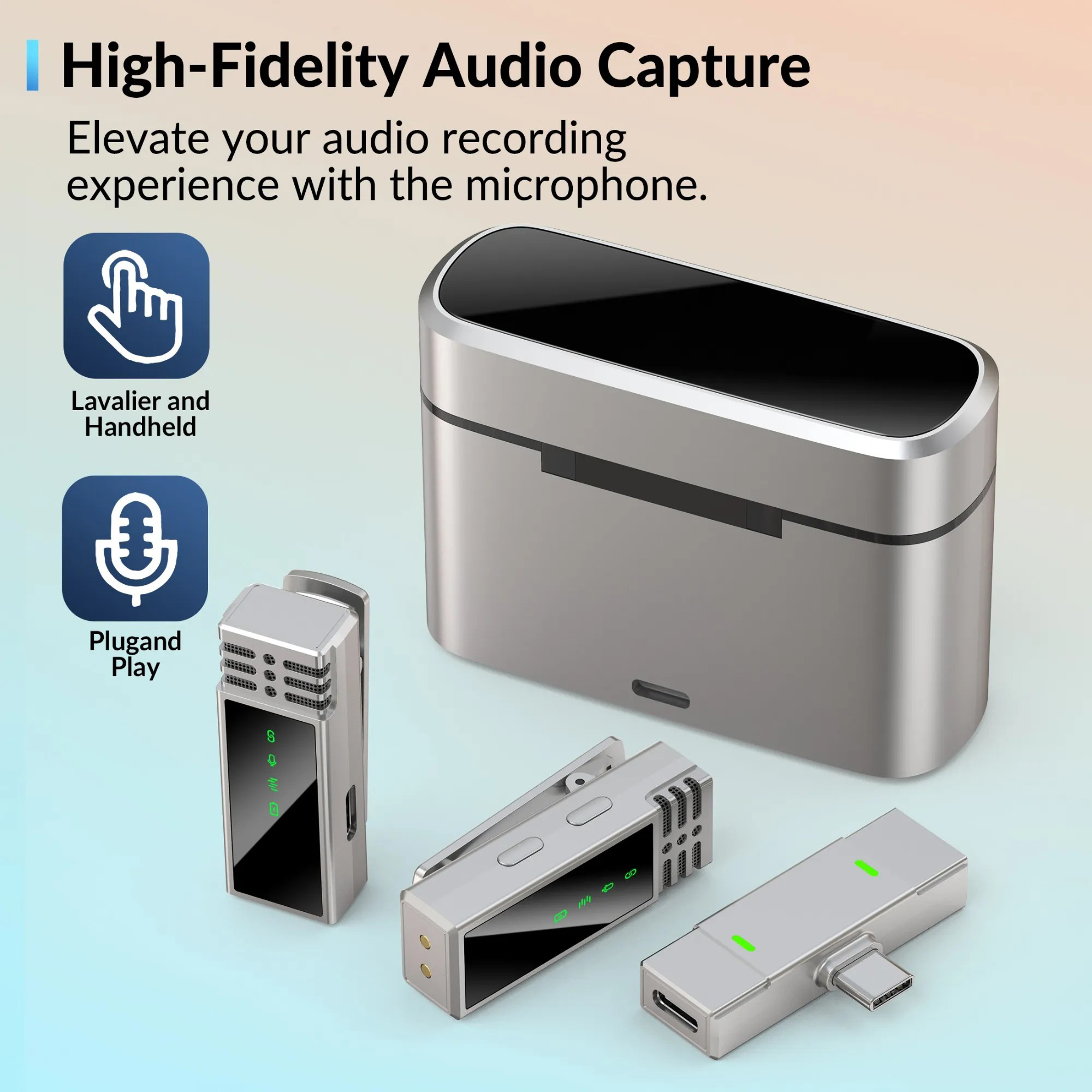 Бездротовий петличний мікрофон JMARY MW-15 2.4G wireless Microphone for Mobile Type-C Silver
