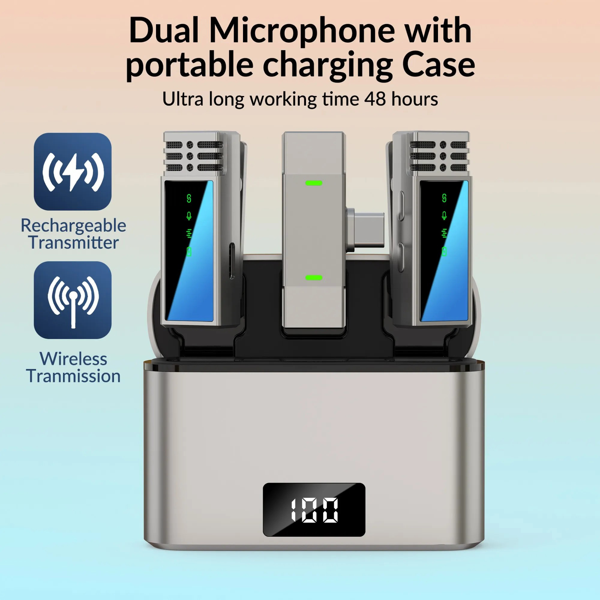 Бездротовий петличний мікрофон JMARY MW-15 2.4G wireless Microphone for Mobile Type-C Silver
