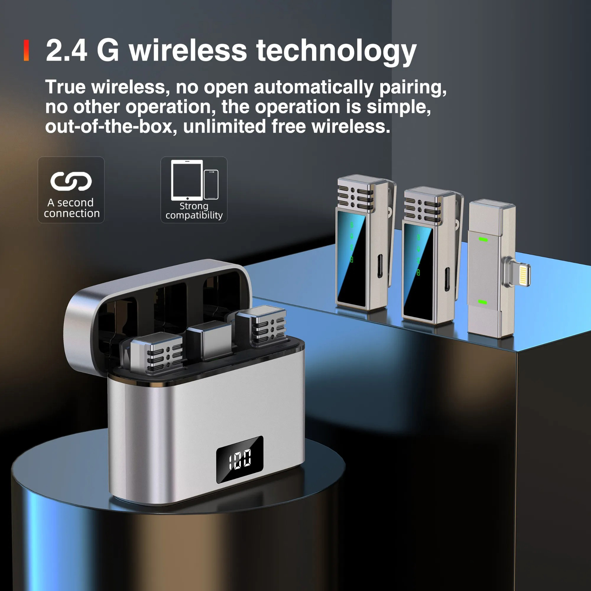 Бездротовий петличний мікрофон JMARY MW-15 2.4G wireless Microphone for Mobile Type-C Silver