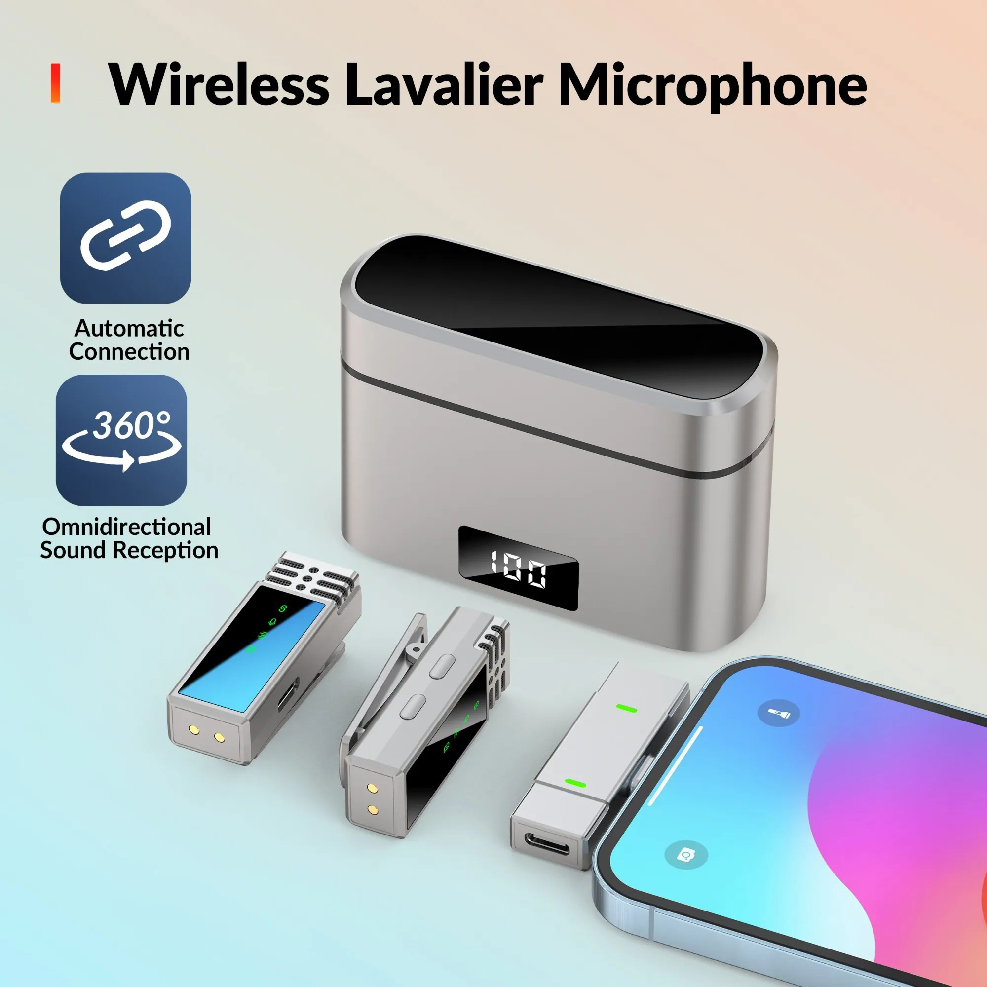 Бездротовий петличний мікрофон JMARY MW-15 2.4G wireless Microphone for Mobile Type-C Silver