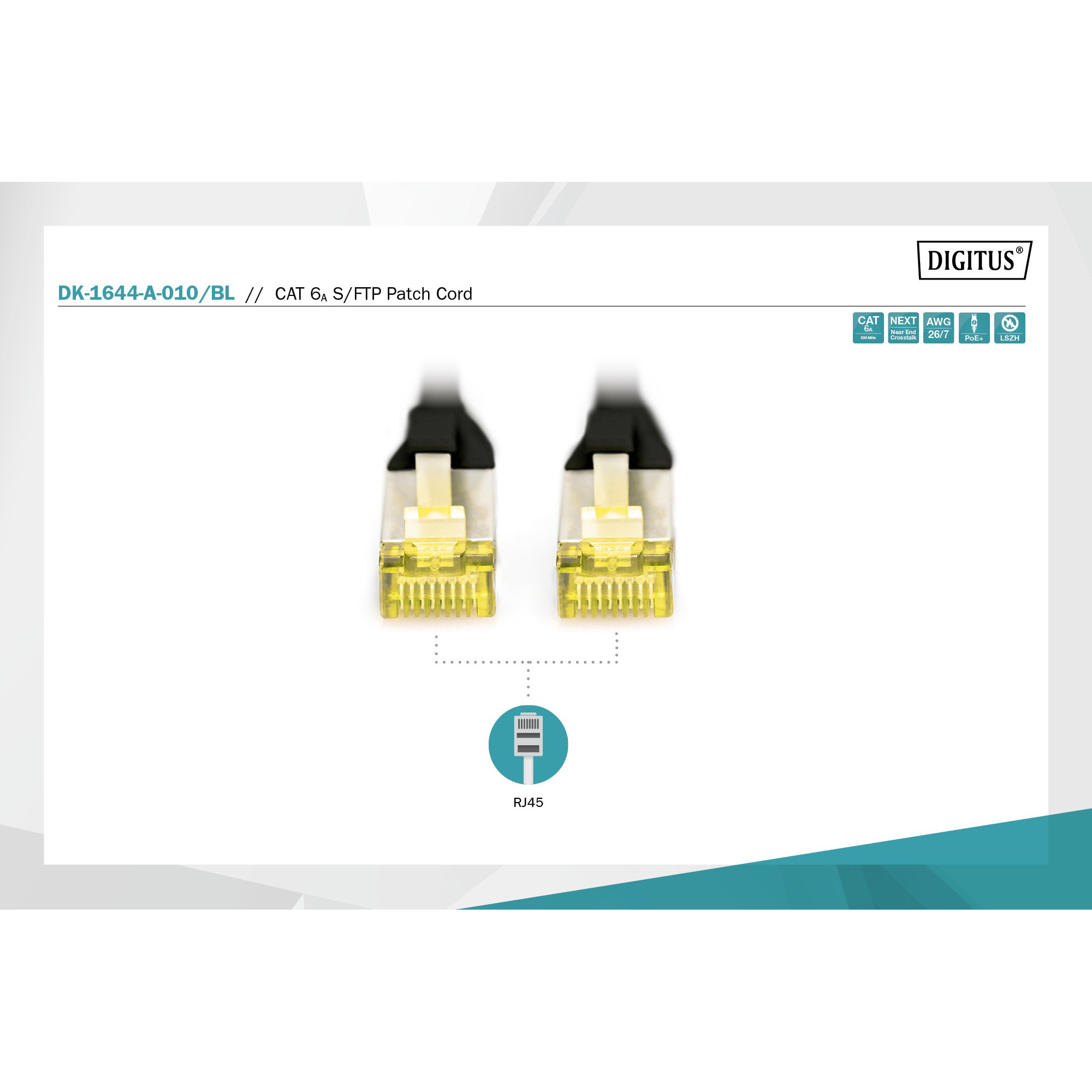 Патч-корд DIGITUS SSTP Cat.6a CU 1м Black (DK-1644-A-010/BL)