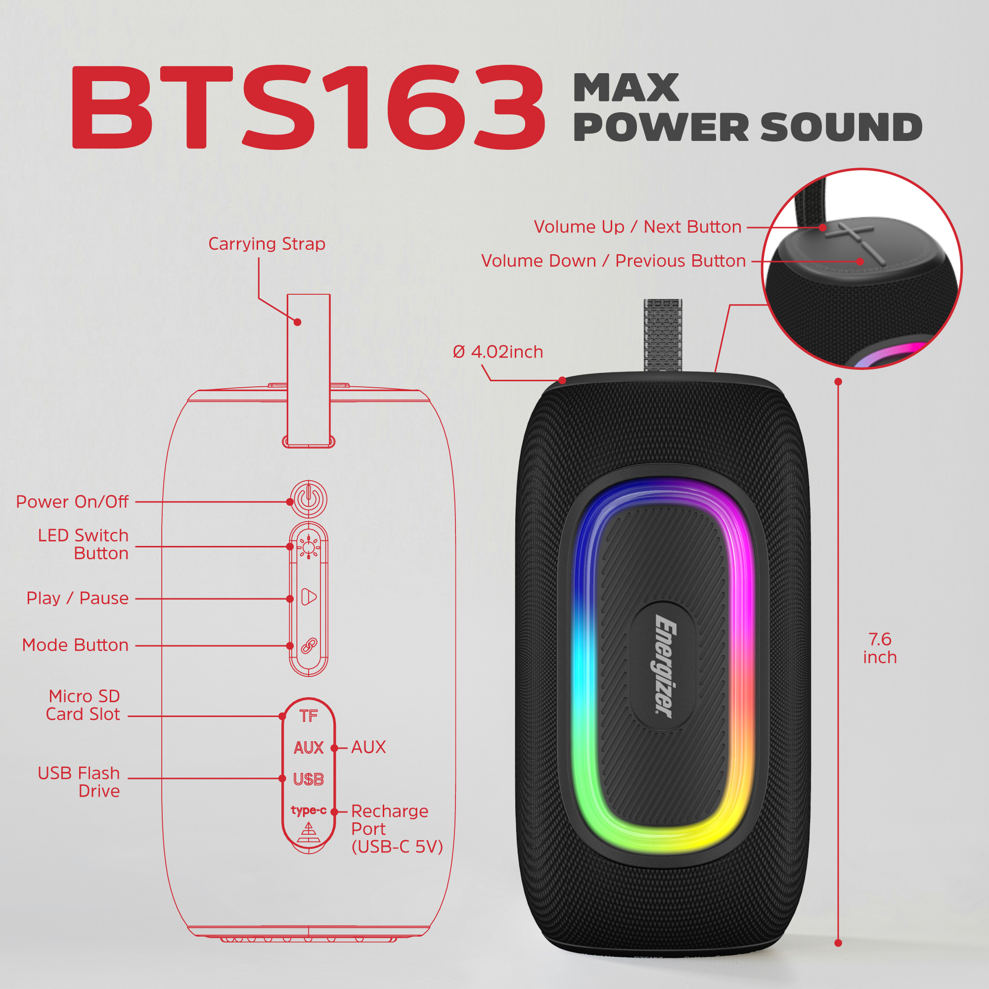 Портативна колонка ENERGIZER BTS163 Black