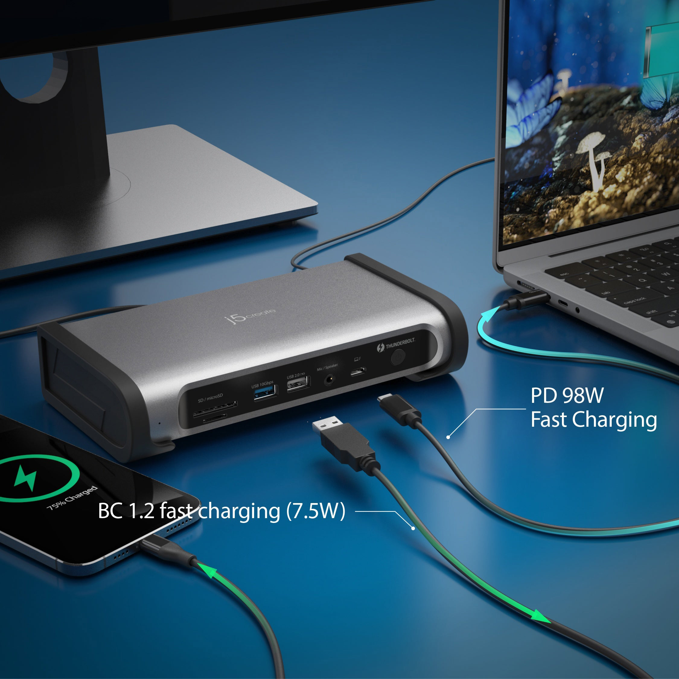 Док-станція J5CREATE 15-in-1 Thunderbolt 4 Quad Display Docking Station (JTD568-EN)