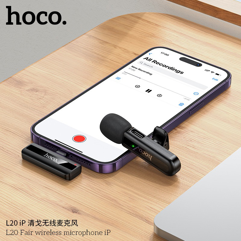 Беспроводной петличный микрофон HOCO L20 Fair Lightning Black