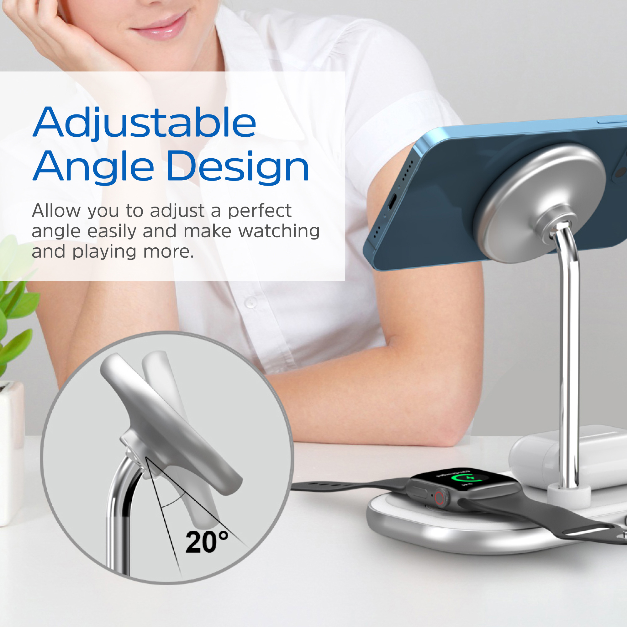 Беспроводное зарядное устройство ENERGIZER 3-in-1 Magnetic Wireless Charger 15W