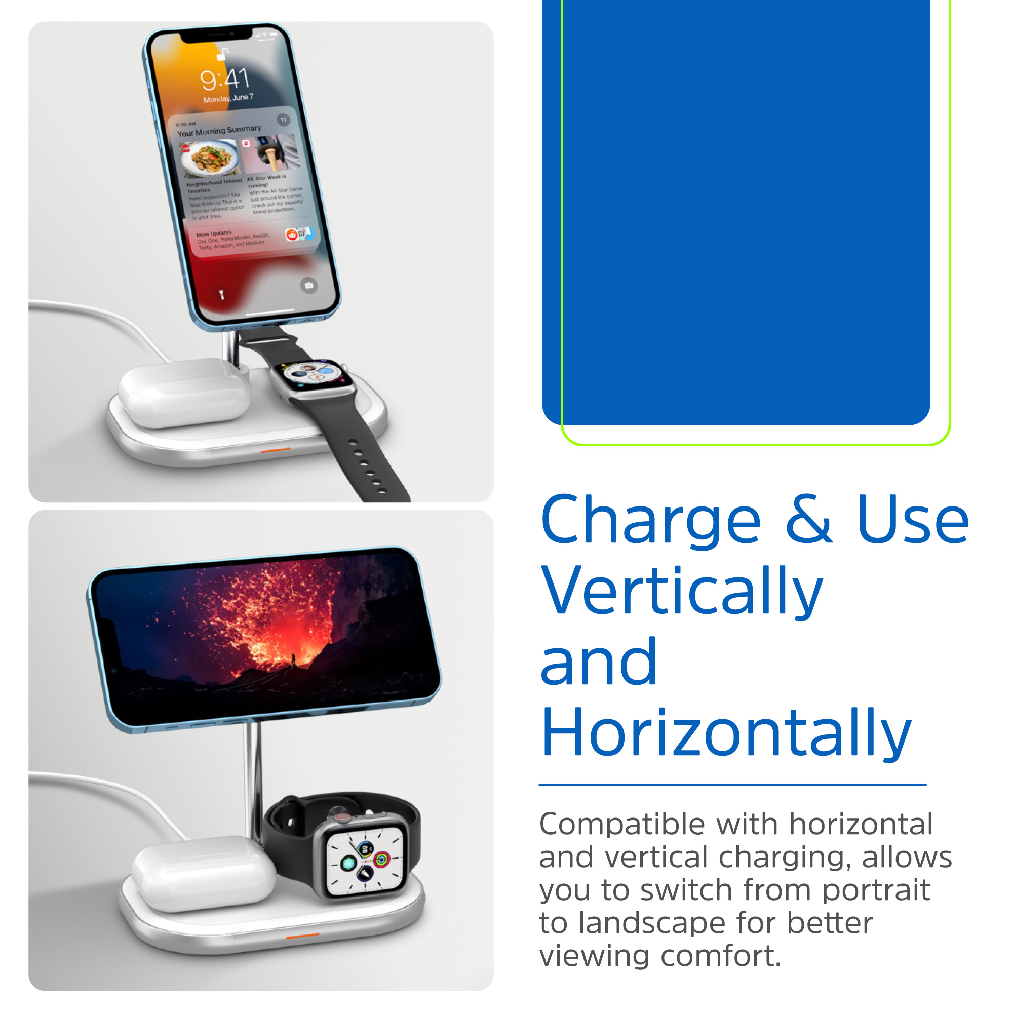 Беспроводное зарядное устройство ENERGIZER 3-in-1 Magnetic Wireless Charger 15W