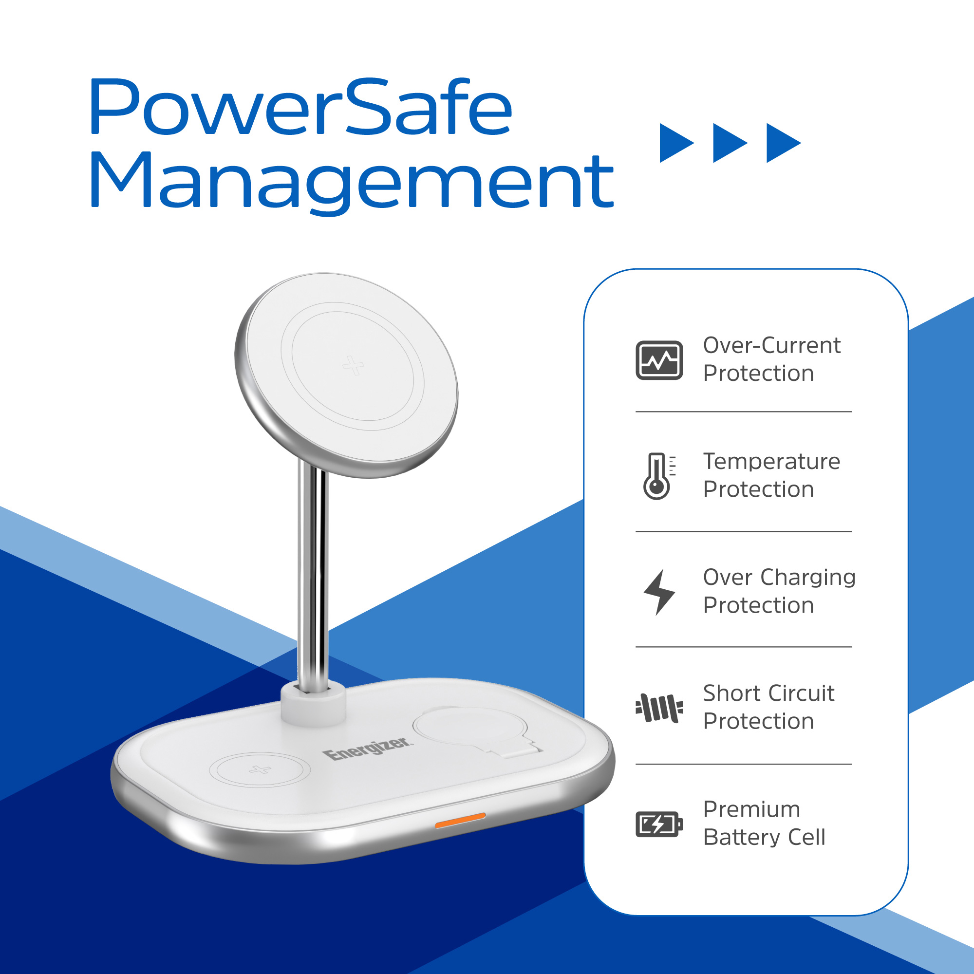 Беспроводное зарядное устройство ENERGIZER 3-in-1 Magnetic Wireless Charger 15W