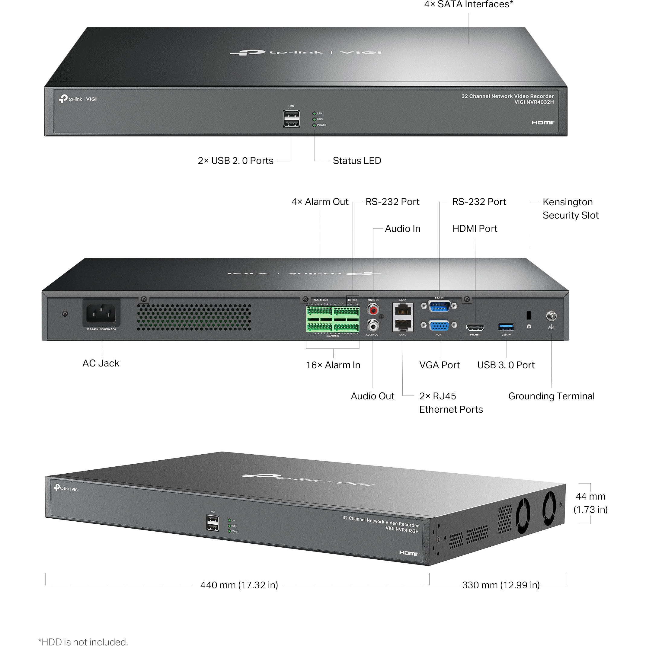 Видеорегистратор сетевой 32-канальный TP-LINK VIGI NVR4032H