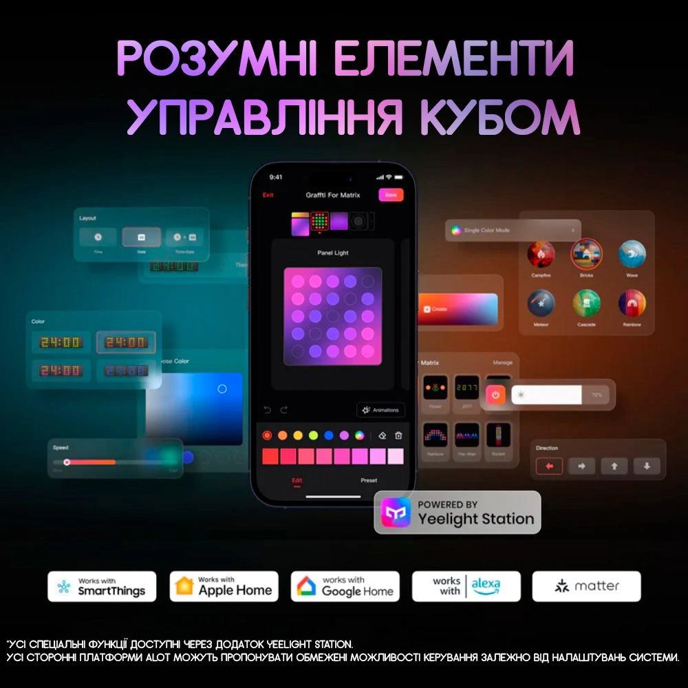 Смарт-світильник YEELIGHT Cube Smart Lamp Matrix + Base (YLFWD-0010)