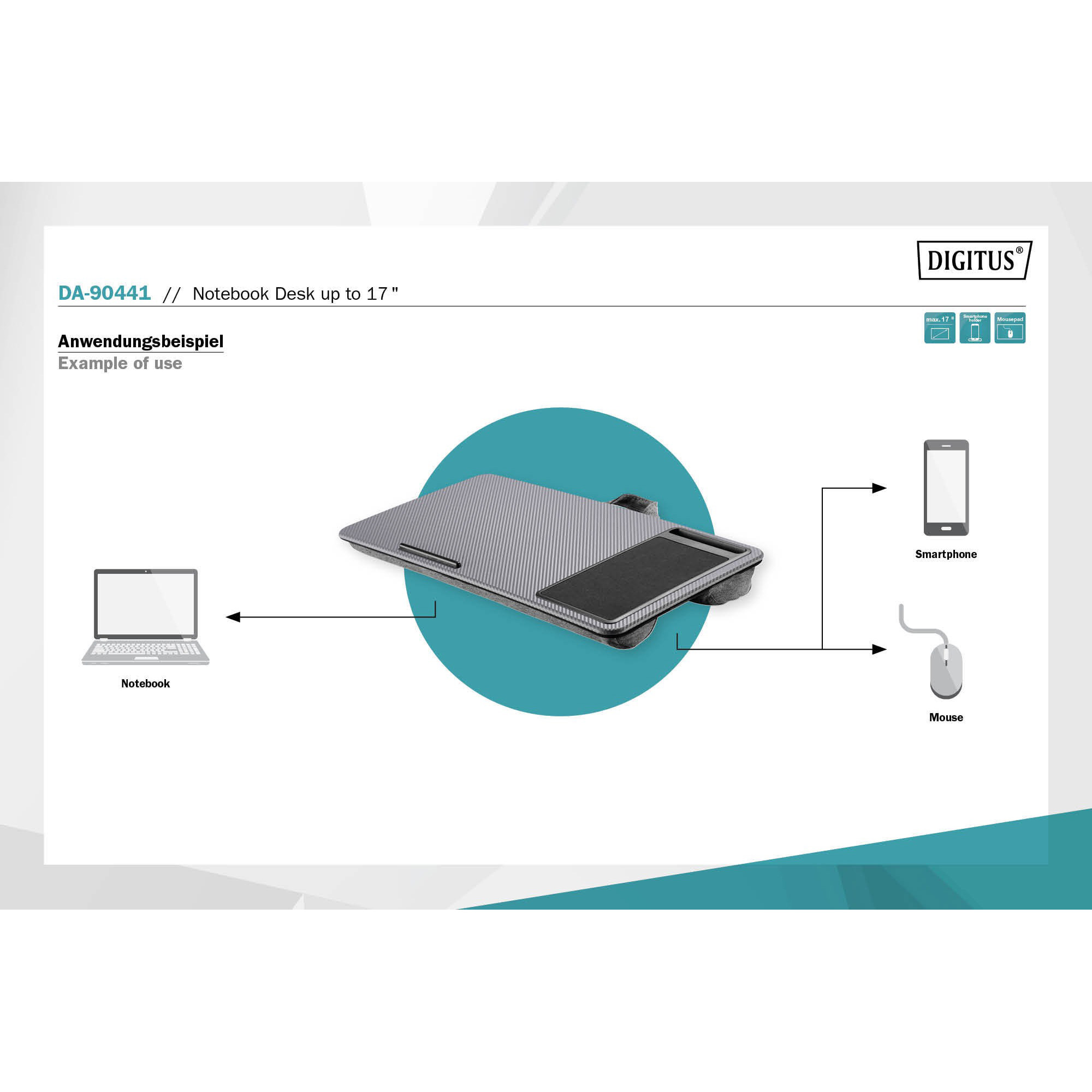 Столик для ноутбука DIGITUS Notebook Desk/Workstation Gray