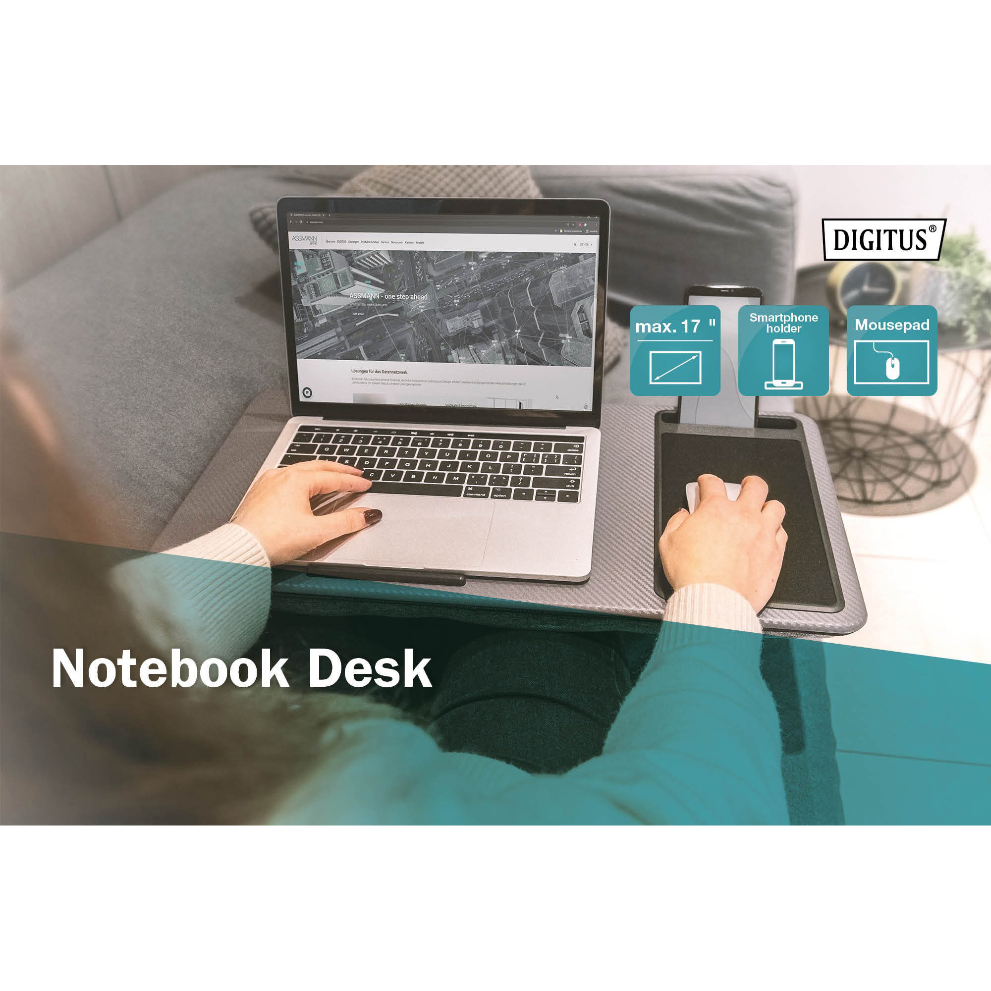 Столик для ноутбука DIGITUS Notebook Desk/Workstation Gray