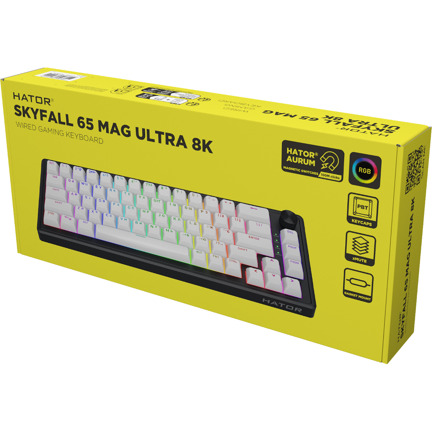 Клавіатура HATOR Skyfall 65 MAG Ultra 8K Aurum Ice Switch UA Black/White (HTK1860UA)