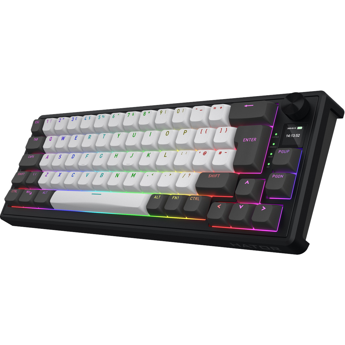 Клавіатура бездротова HATOR Skyfall 65 Pro wireless Aurum Vanila Silent Switch UK-ISO Black/Gray/White (HTK4160EU)