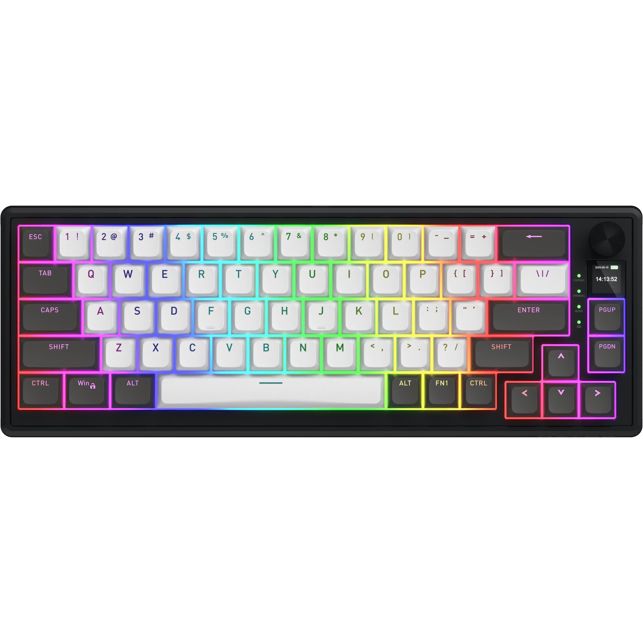 Клавіатура бездротова HATOR Skyfall 65 Pro wireless Aurum Vanila Silent Switch US Black/Gray/White (HTK4160)