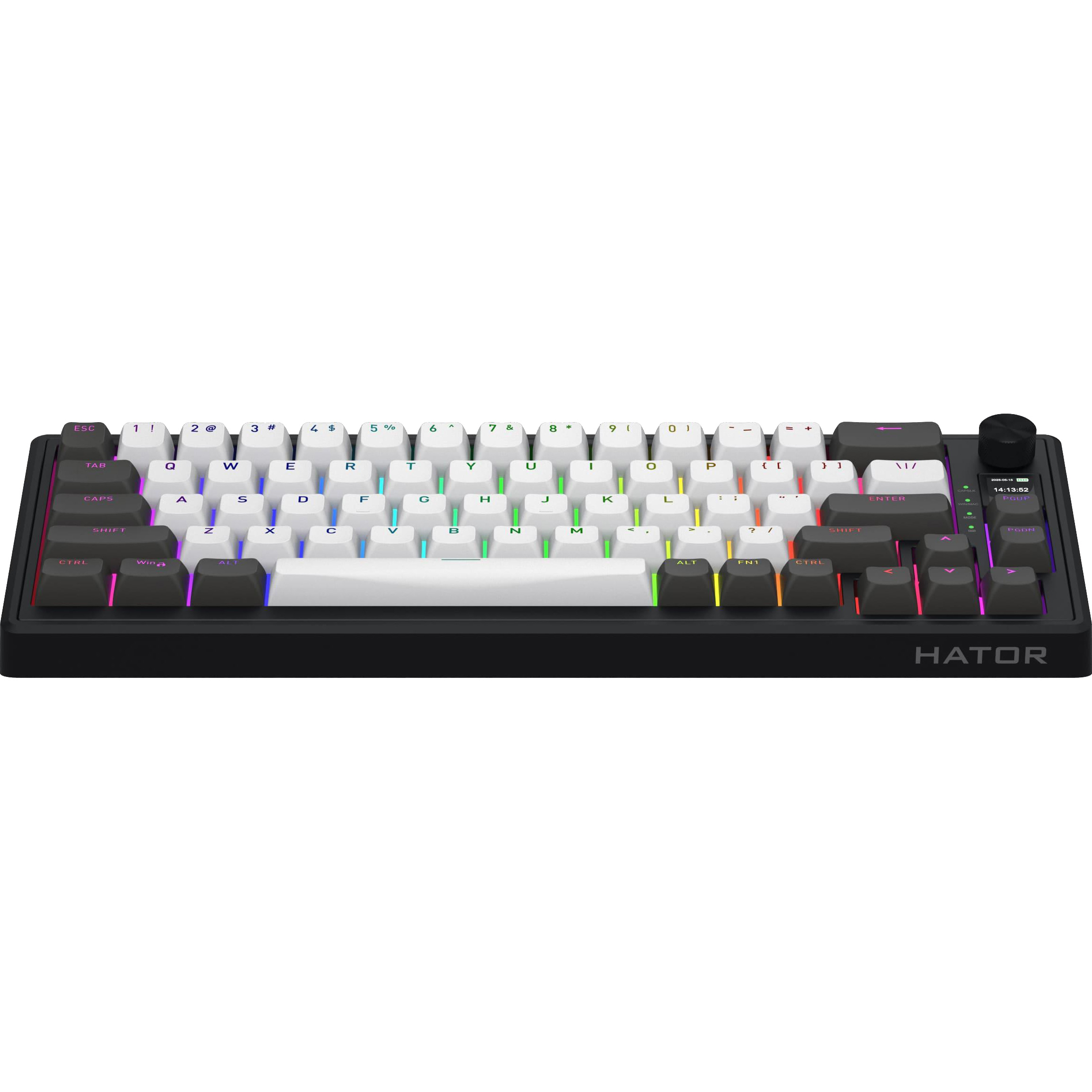 Клавіатура бездротова HATOR Skyfall 65 Pro wireless Aurum Vanila Silent Switch US Black/Gray/White (HTK4160)
