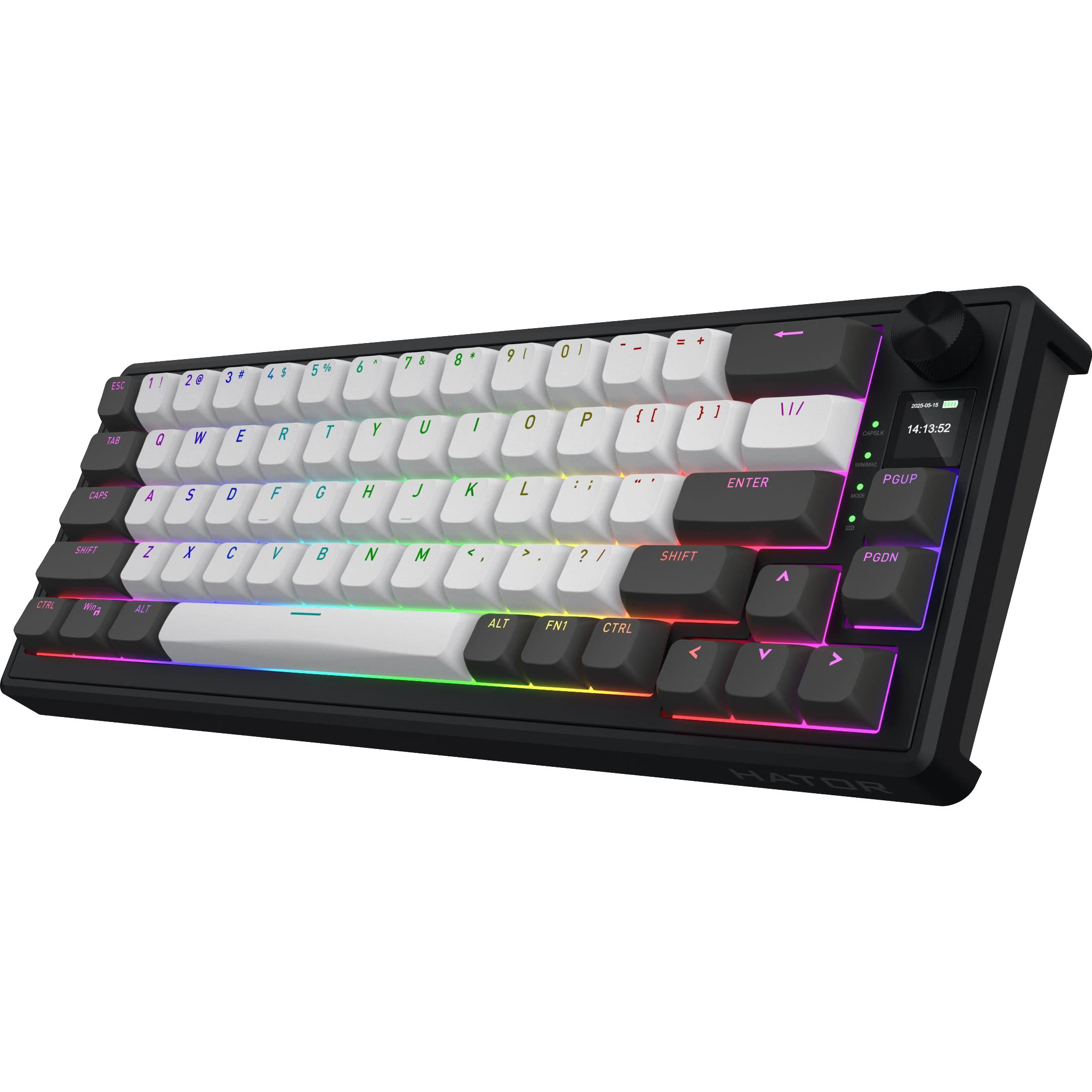 Клавіатура бездротова HATOR Skyfall 65 Pro wireless Aurum Vanila Silent Switch US Black/Gray/White (HTK4160)