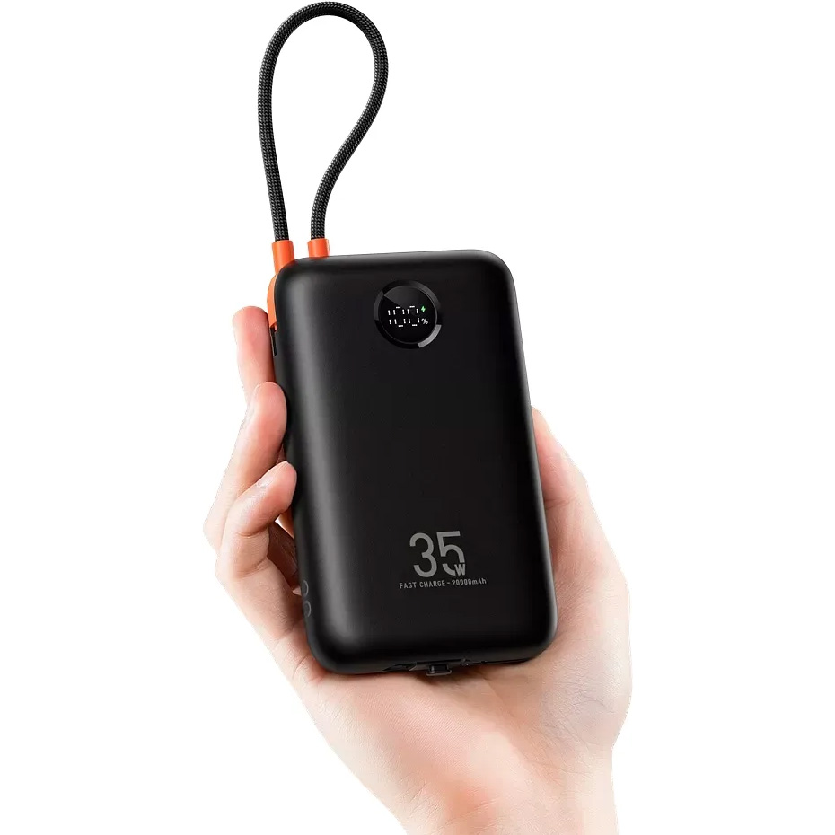 Повербанк VEGER K2 With Built-in Lightning&Type-C Cables, QC3.0, PD, 35W 20000mAh Black