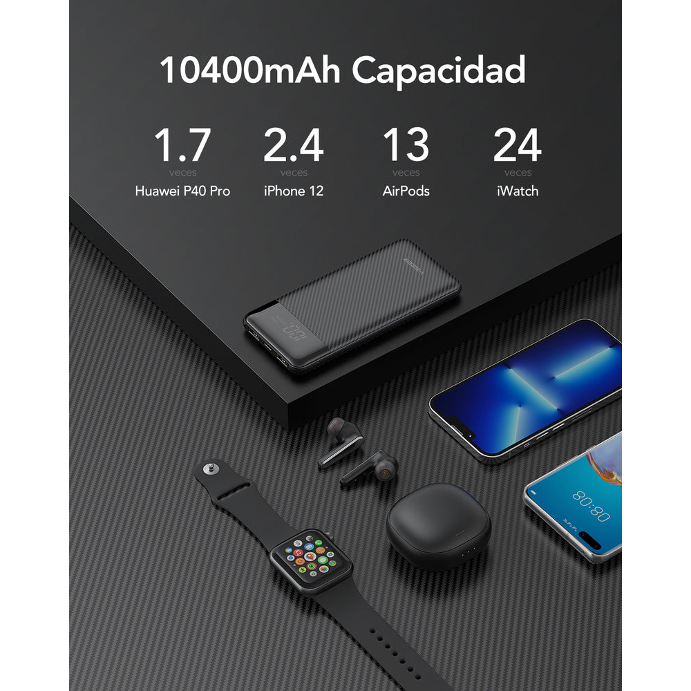 Повербанк VEGER L11 1xUSB-C, 2xUSB-A 15W 10000mAh Black