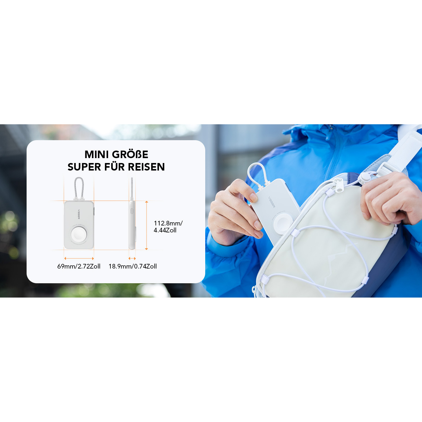 Повербанк с беспроводной зарядкой VEGER V1171 20W 10000mAh White