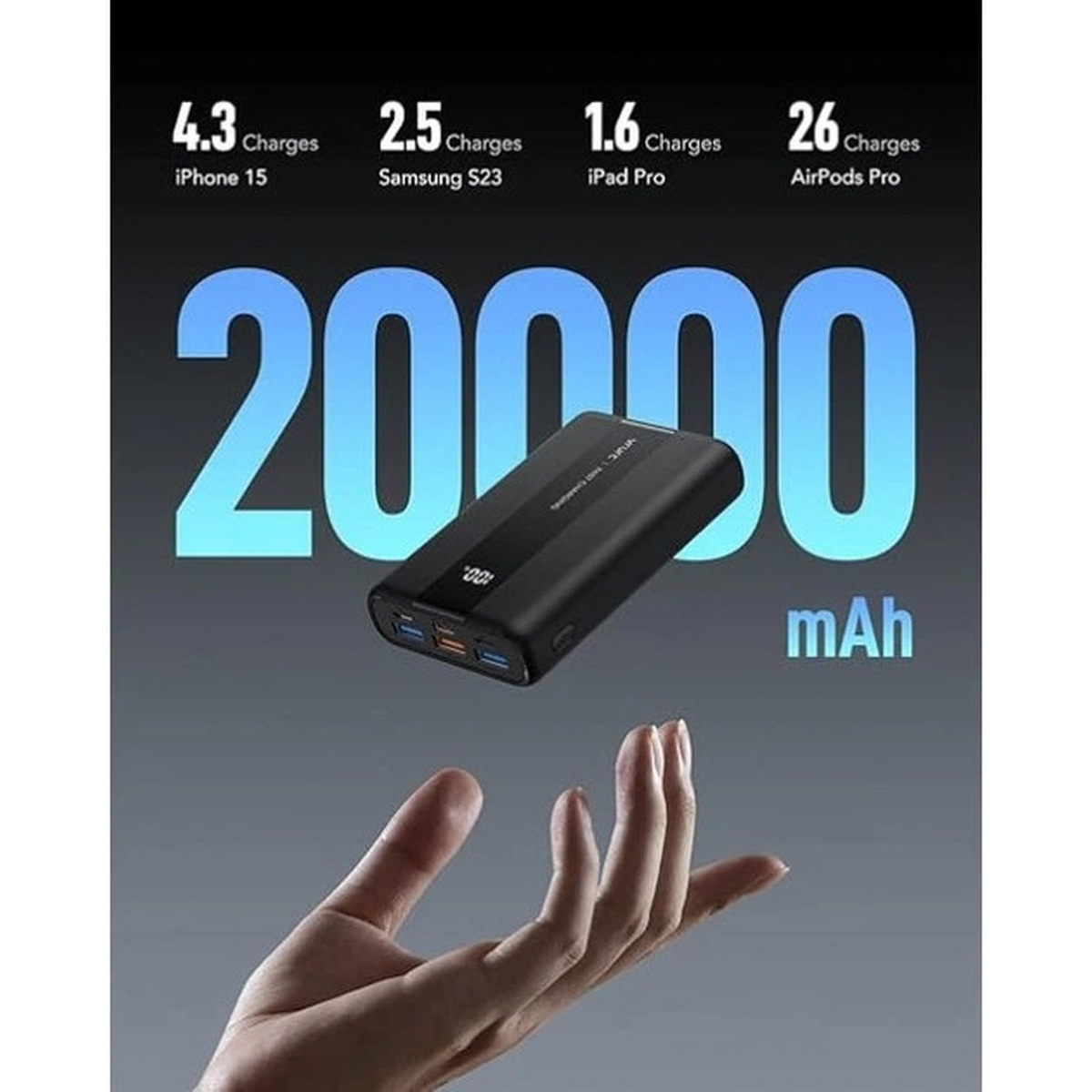 Повербанк VRURC T2055 22.5W 20000mAh Black