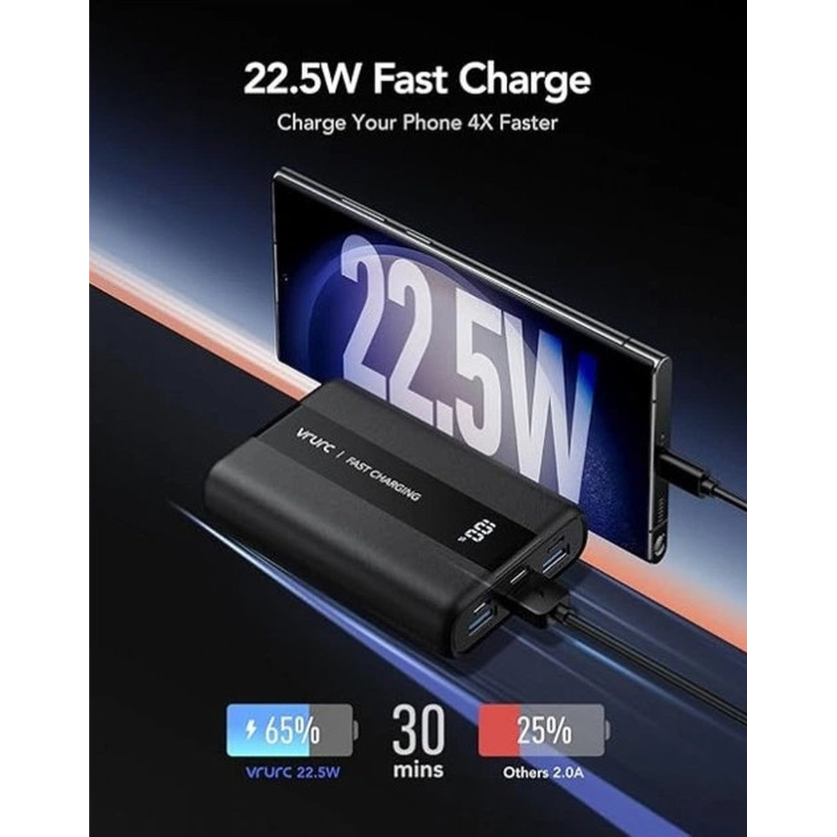 Повербанк VRURC T2055 22.5W 20000mAh Black