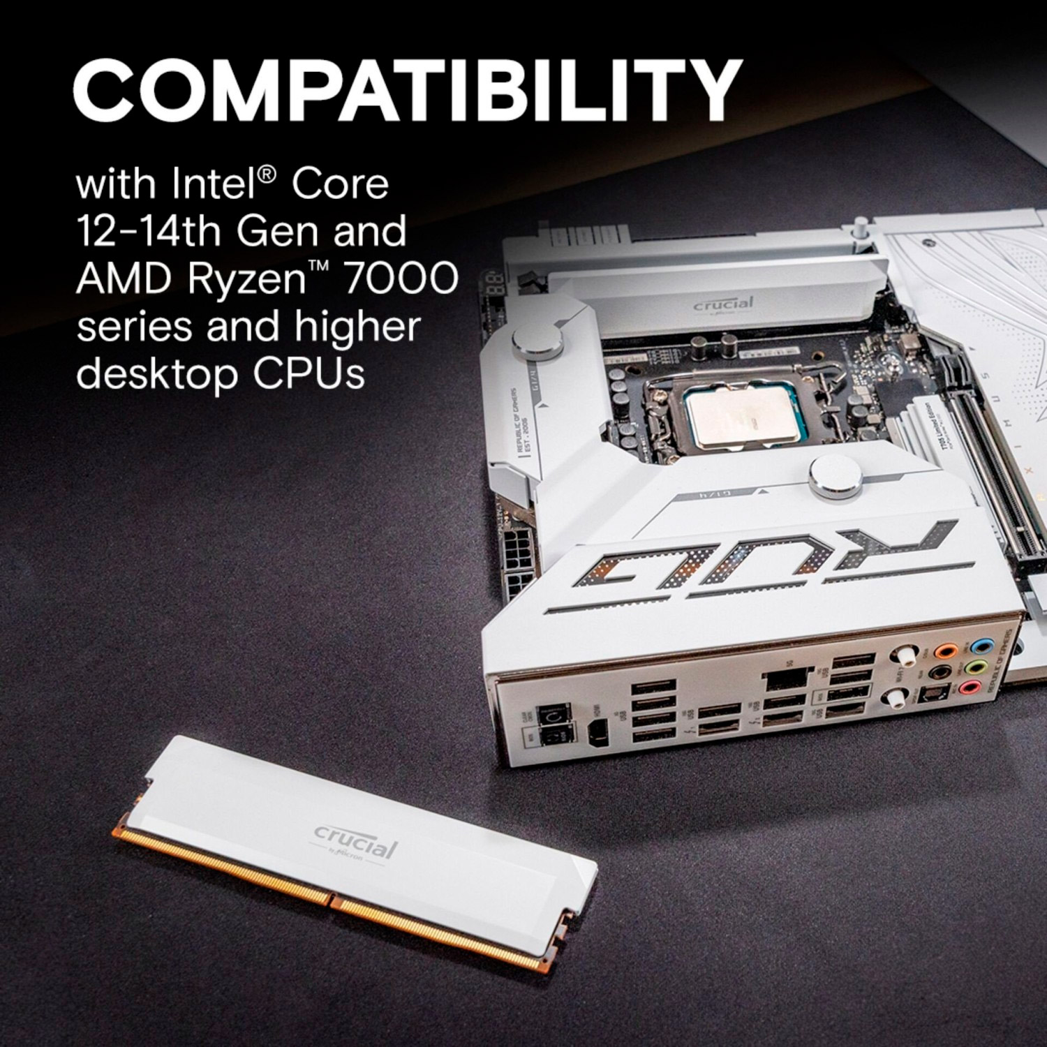 Модуль пам'яті CRUCIAL DDR5 Pro Overclocking DDR5 6000MHz 16GB White (CP16G60C36U5W)
