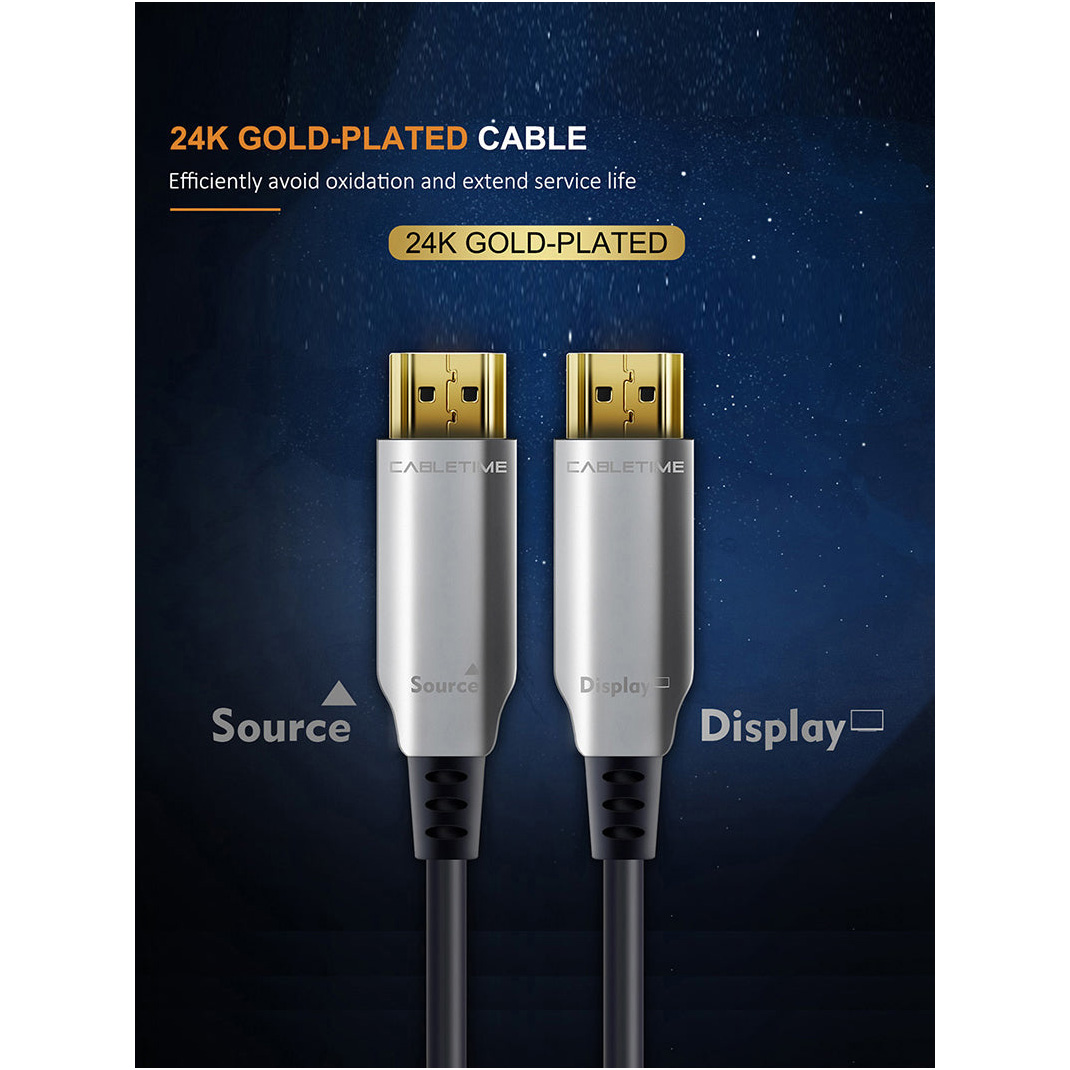 Кабель оптический (AOC) CABLETIME HDMI v2.0 100м 4K@60Hz Black/Gray (CH20X)