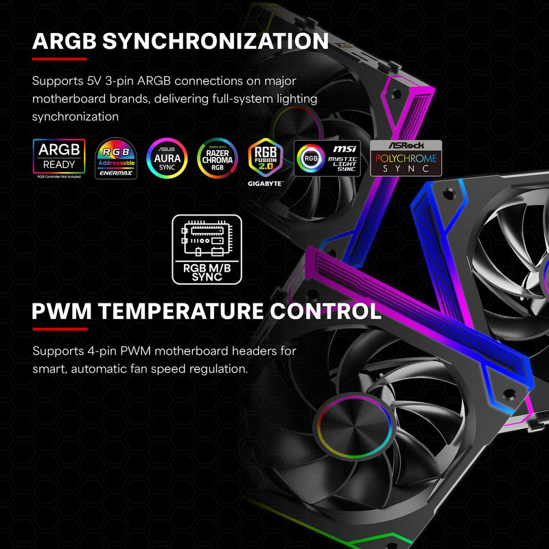 Комплект вентиляторів XILENCE Gaming XPF360R.ARGB PWM Reverse 3-Pack (XF073)