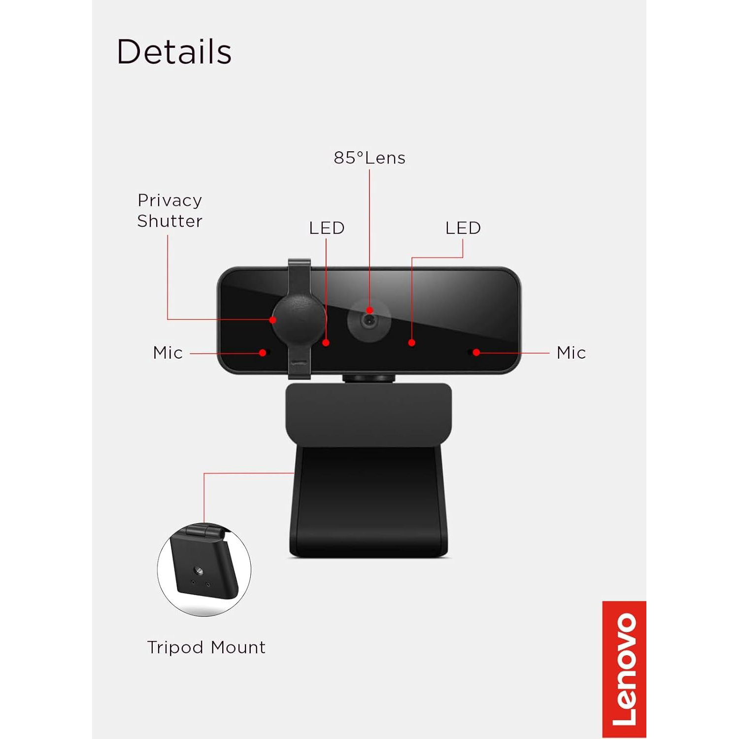 Веб-камера LENOVO 310 FHD Webcam Black (GXC1S15024)