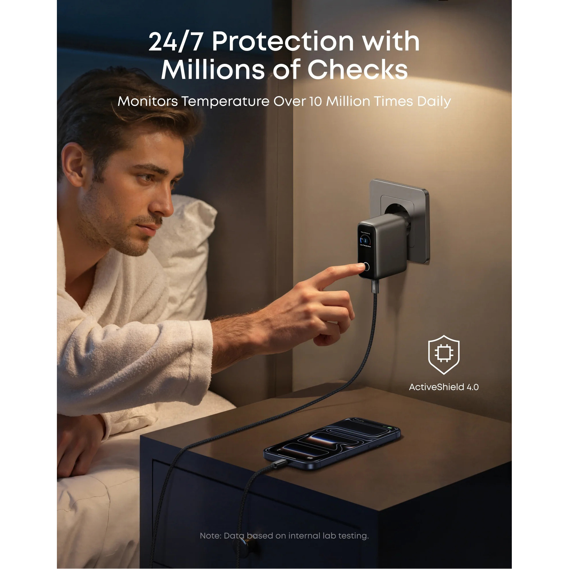 Зарядное устройство ANKER GaN Charger 100W 1xUSB-A, 2xUSB-C PD with Display and Cable Dark Gray w/Type-C cable (B121BGZ1)