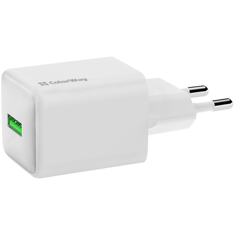 Зарядний пристрій COLORWAY 1xUSB-A, 3A, QC3.0, 18W White (CW-CHS063Q-WT)