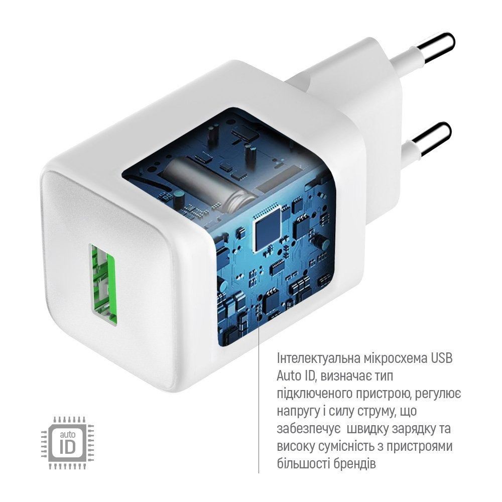 Зарядний пристрій COLORWAY 1xUSB-A, 3A, QC3.0, 18W White (CW-CHS063Q-WT)