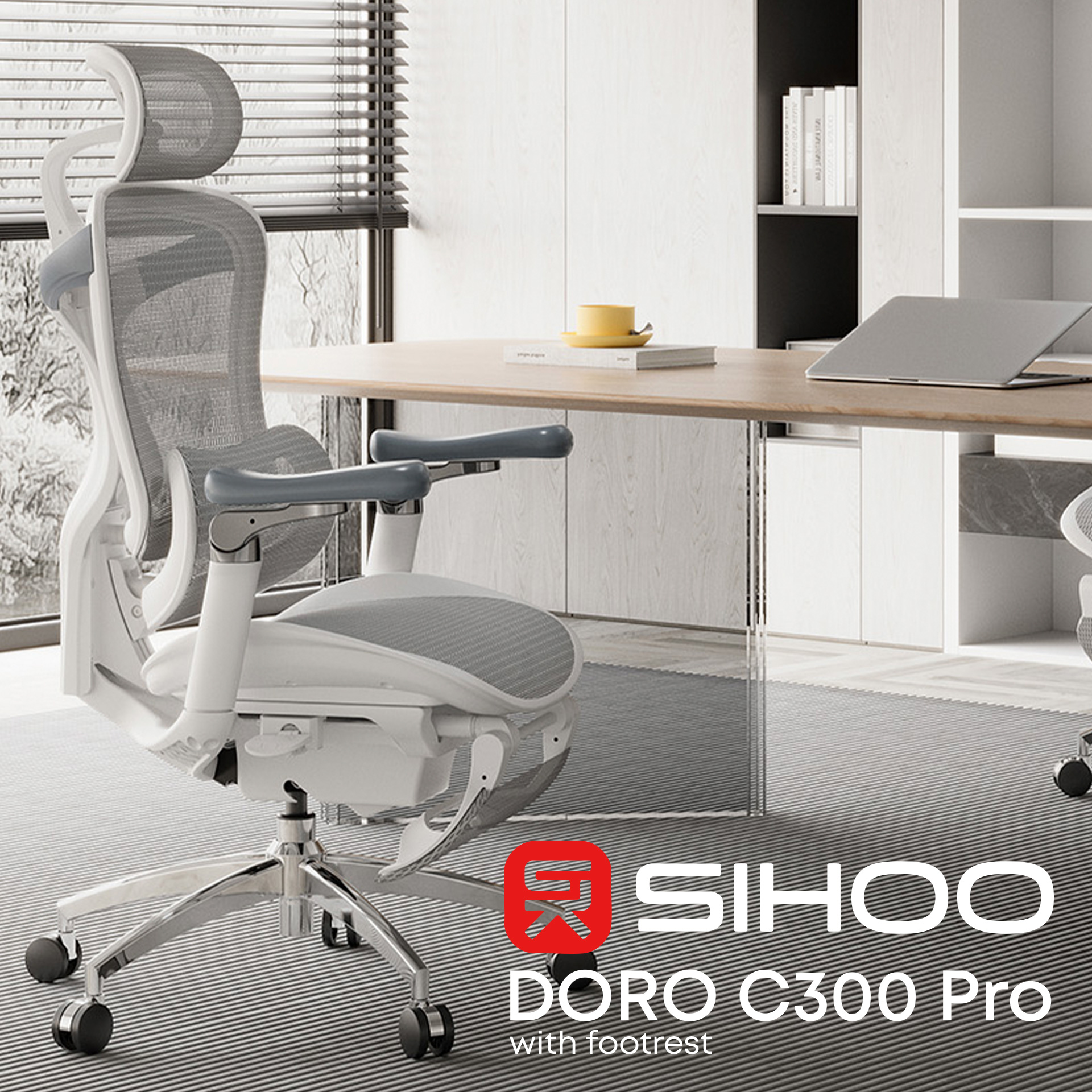 Крісло офісне SIHOO Doro C300 Pro with footrest Mesh White
