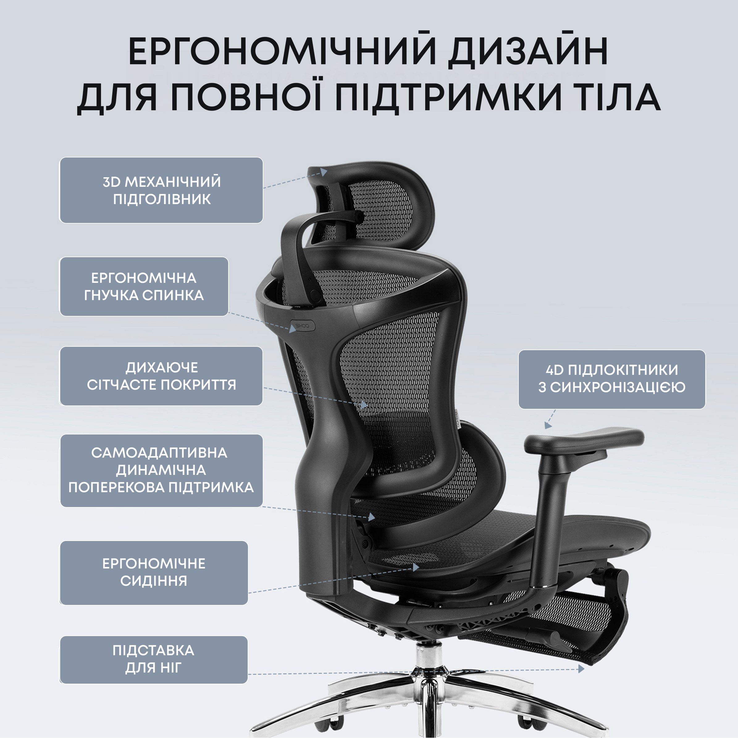 Кресло офисное SIHOO Doro C300L with footrest Mesh Black