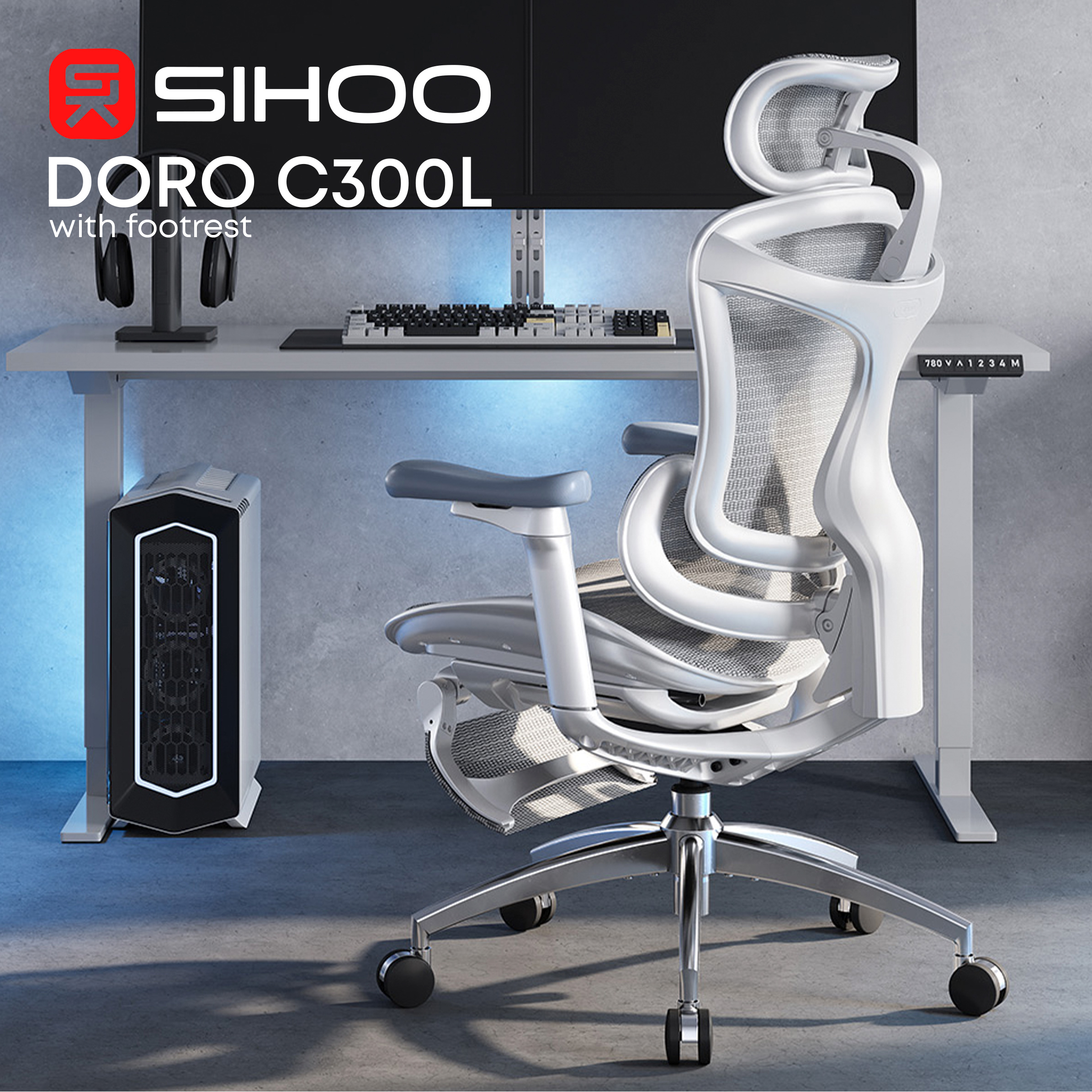 Крісло офісне SIHOO Doro C300L with footrest Mesh White