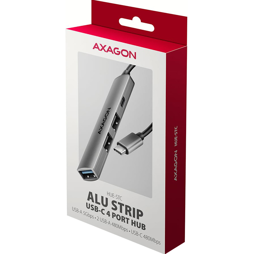 USB-хаб AXAGON 4-port Alu Strip USB-C Hub